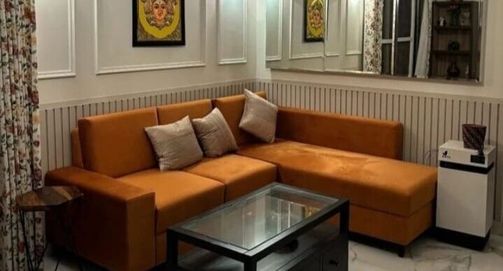 Interior of a room with Orange Sofa